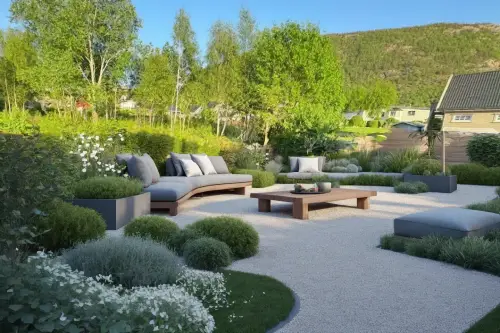 AI Generated Designs A Modern and high class patio area creating a sense of elegance and sophistication, perfect for entertaining guests or enjoying quiet evenings under the stars.